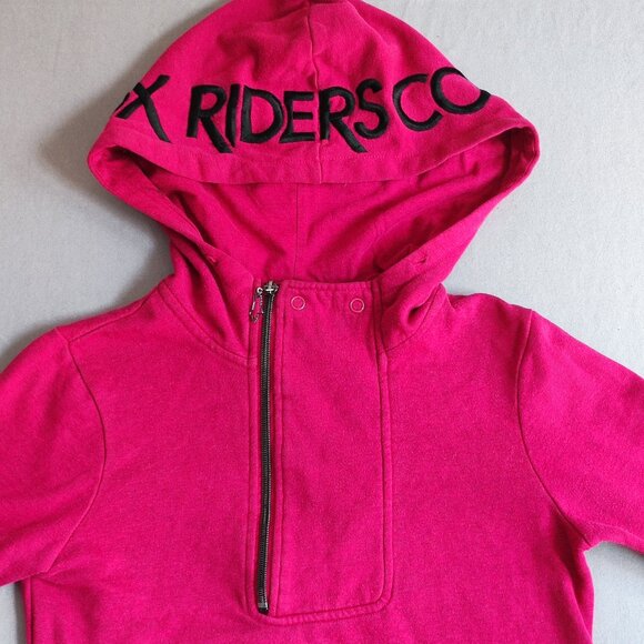 Fox Riders Co. hoodie women's size XS magenta with graphic design on the hood - Picture 2 of 12